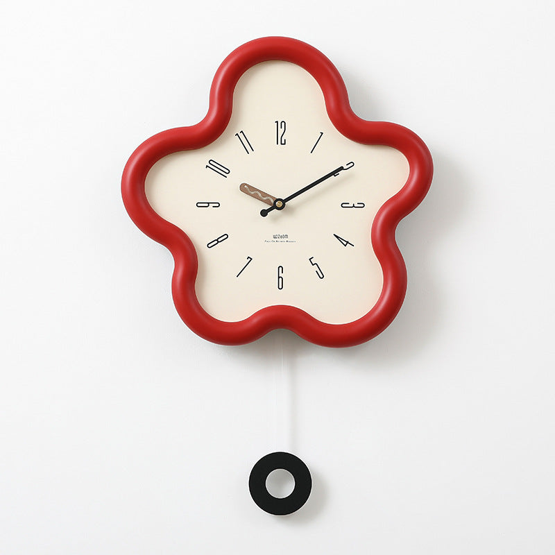 Cute Flower Pendulum Wall Clock - Silent Non Ticking Decor