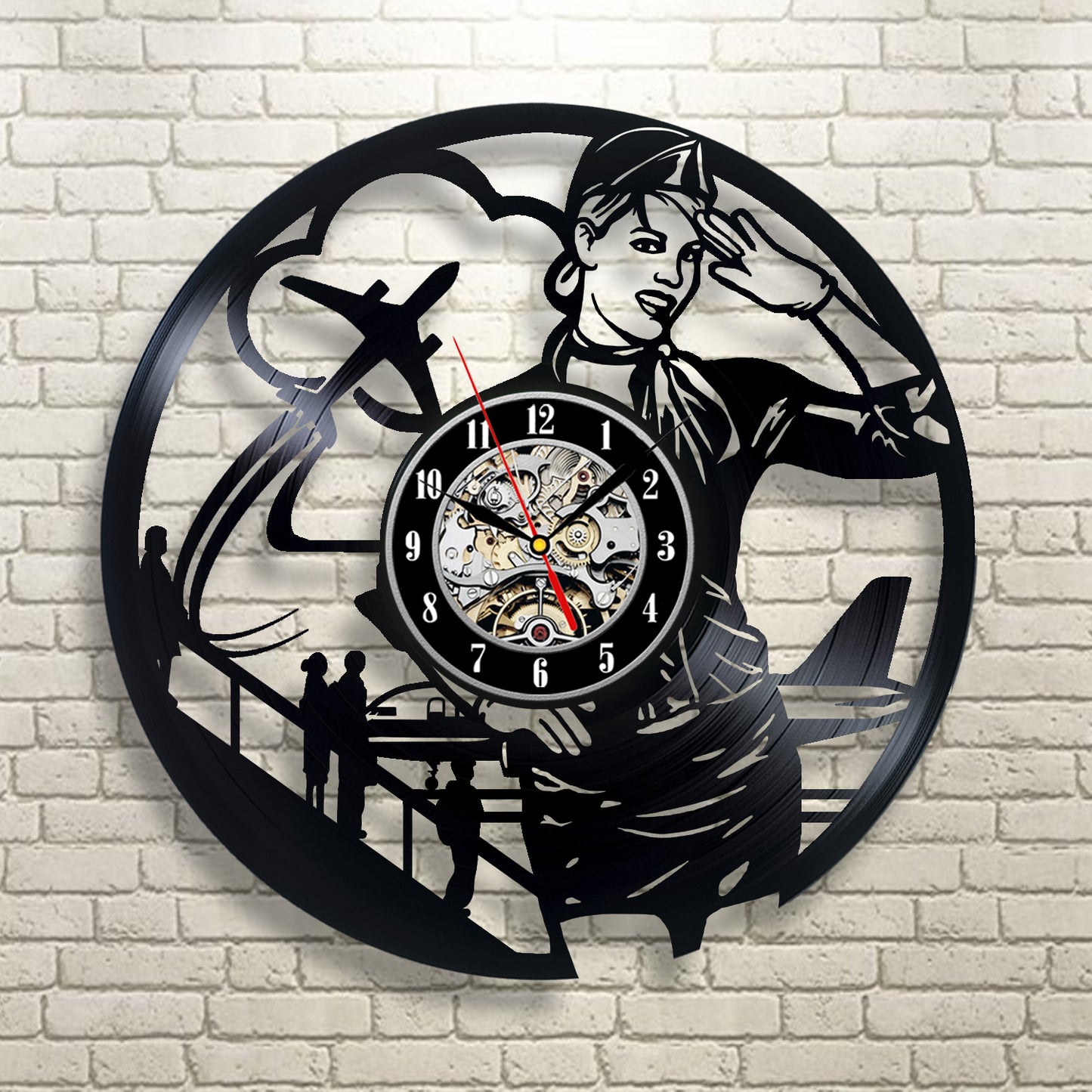 Unique Vintage Vinyl Clock Gift for Air hostess Gullei.com