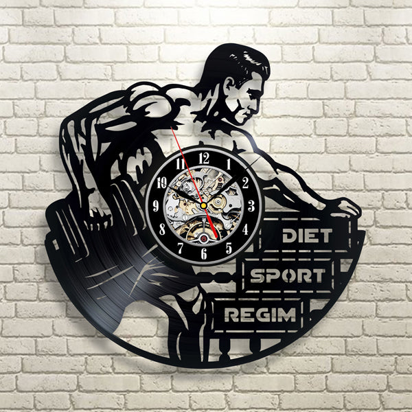 Vinyl Wall Clock Gift for Fitness Exercise Enthusiasts Gullei.com