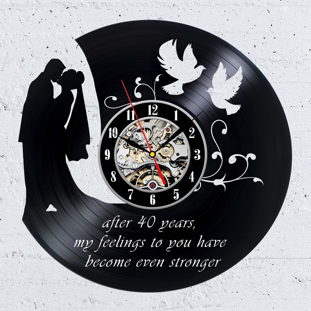 Vinyl Record Wall Clock 40th Wedding Anniversary Gift for Couples Gullei.com