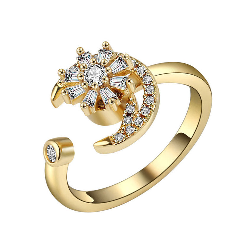 Star Moon Fidget Spin Ring for Her Gullei.com