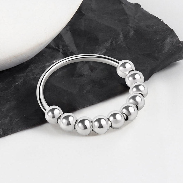 Spinner Beads Anxiety Silver Ring for Her Gullei.com
