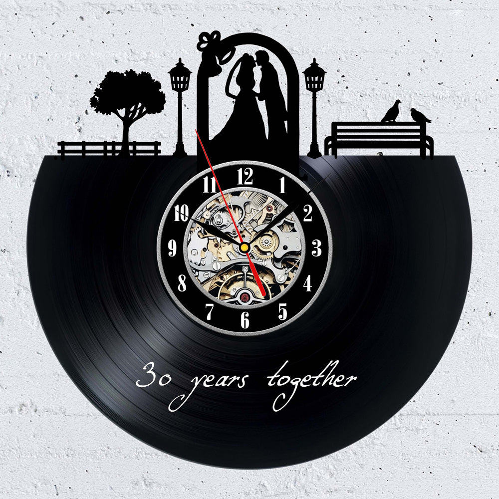 Unusual Vinyl Record Wall Clock Gift Idea for 30th Anniversary Gullei.com