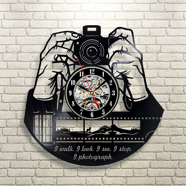 Vinyl Wall Clock Christmas Gift for Photographers Gullei.com