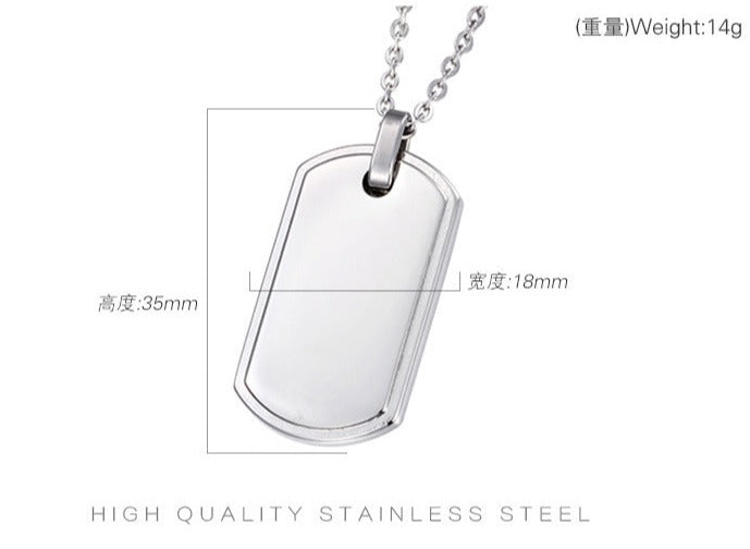 Engravable Army Name Tag Pendant Necklace