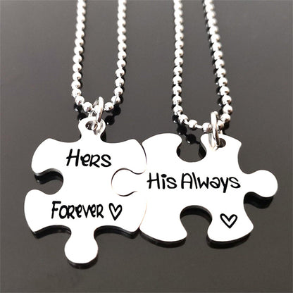 Her Forever His Always Promise Couple Necklaces