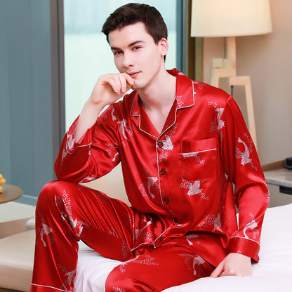 Matching PJs for Couples Full Sleeves Red Sleepwear Set