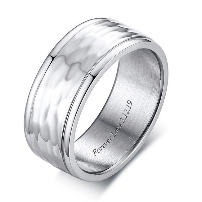 Name Engraved Wedding Band for Guys 8mm