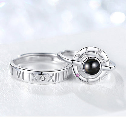 Light Projection Couple Promise Rings Set for 2