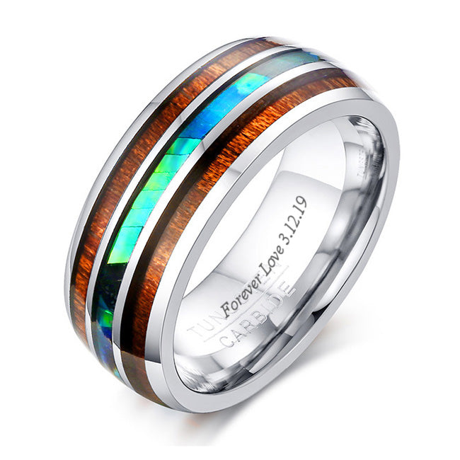 Personalized Tungsten Mens Engagement Ring 8mm