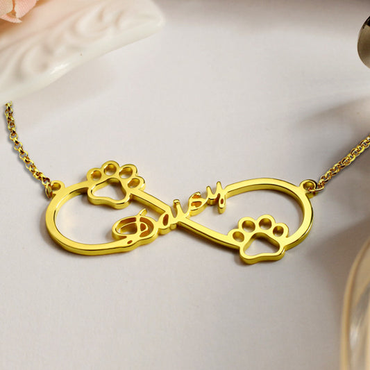 Infinity Pendant Pet Name Memorial Necklace Gift for Her