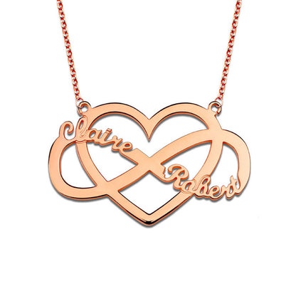 Infinity Heart 2 Names Necklace Gift for Women