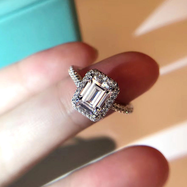 1.92 Carats Emerald Cut Diamond Engagement Ring for Her