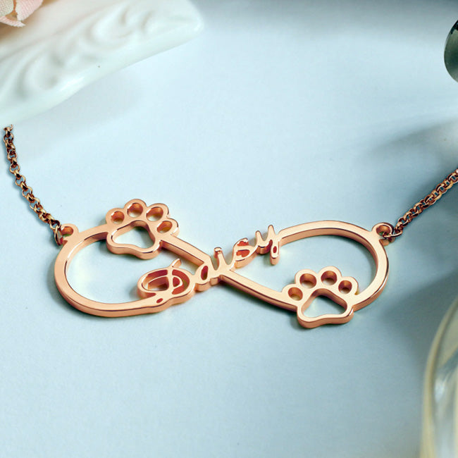 Infinity Pendant Pet Name Memorial Necklace Gift for Her