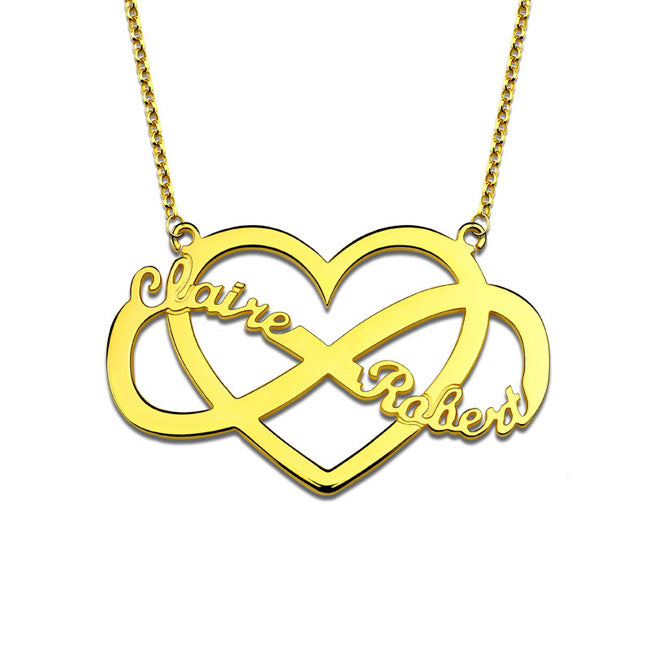 Infinity Heart 2 Names Necklace Gift for Women