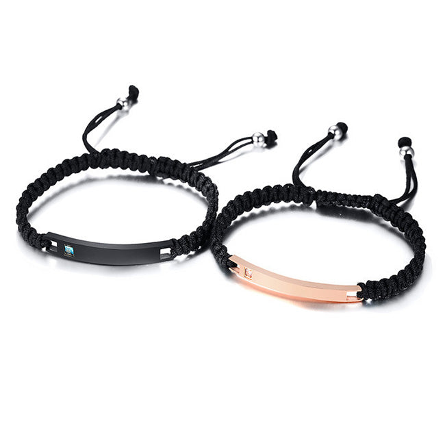 Matching Relationship Couple Bracelets with Engraving