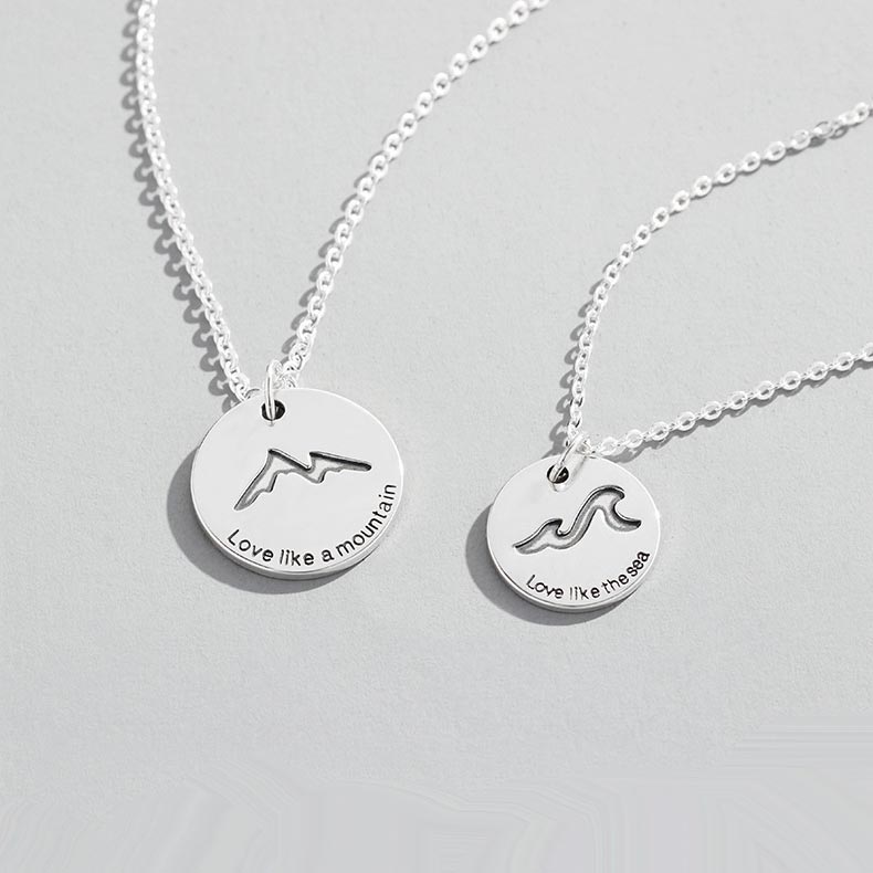 Mountain and Sea Promise Necklaces Set for 2