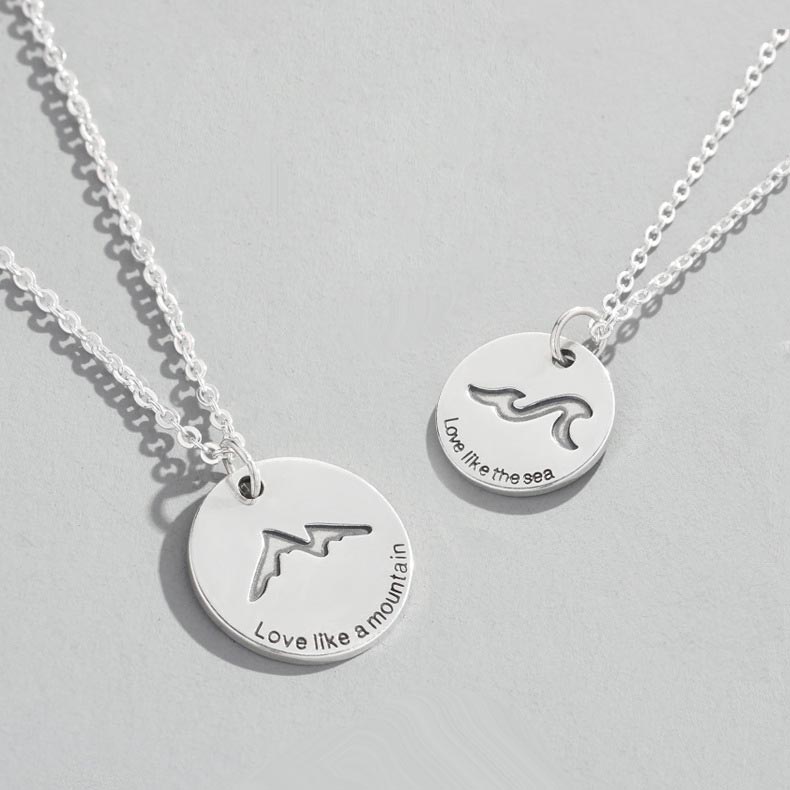 Mountain and Sea Promise Necklaces Set for 2