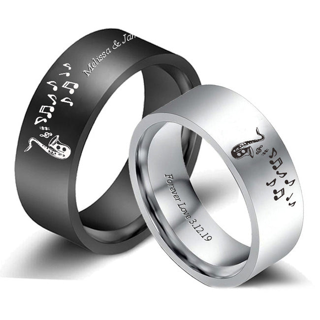 Engraved Couple Rings Gift for Musicians