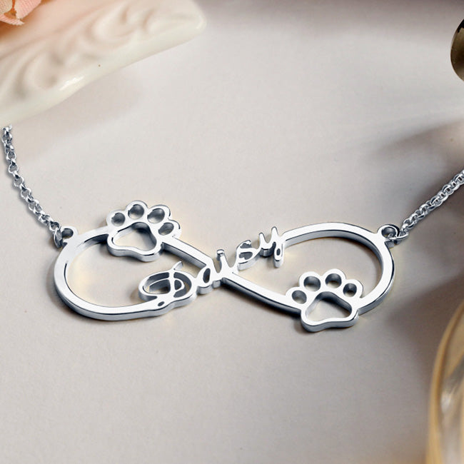 Infinity Pendant Pet Name Memorial Necklace Gift for Her