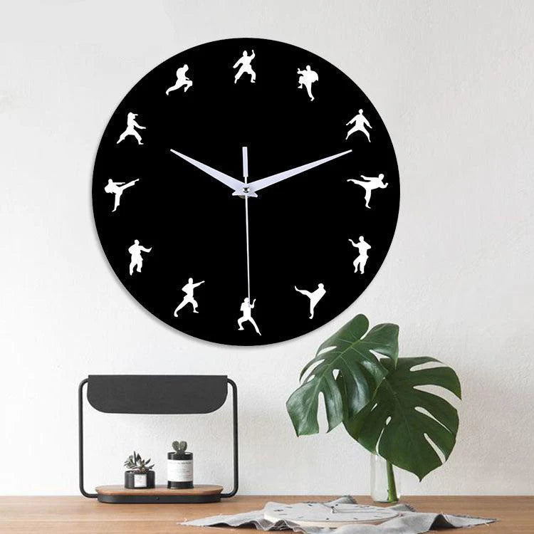 Martial Arts Themed Silent Wall Clock – Unique Design for Enthusiasts