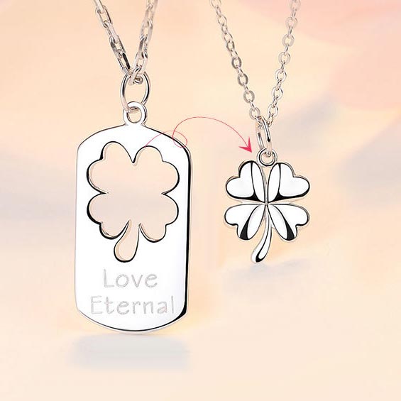 Personalized Eternal Love Flower Couples Necklaces Set for 2