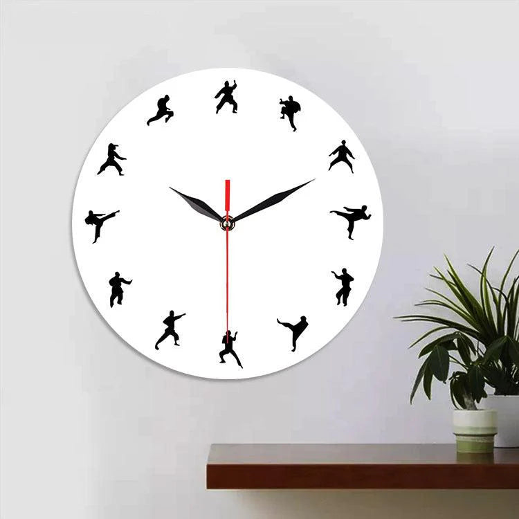 Martial Arts Themed Silent Wall Clock – Unique Design for Enthusiasts