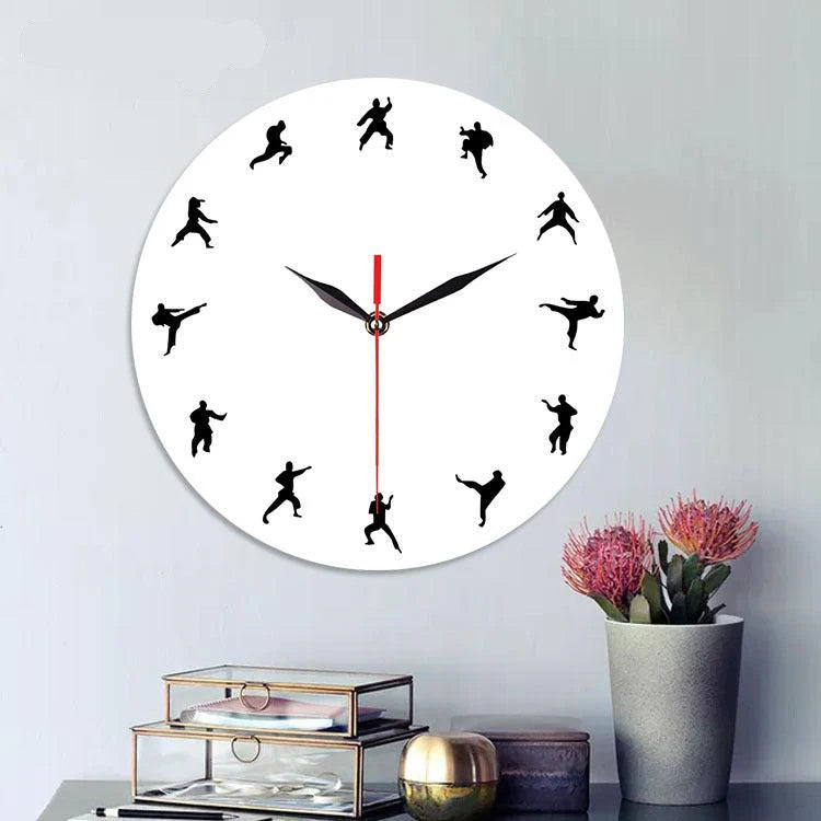 Martial Arts Themed Silent Wall Clock – Unique Design for Enthusiasts