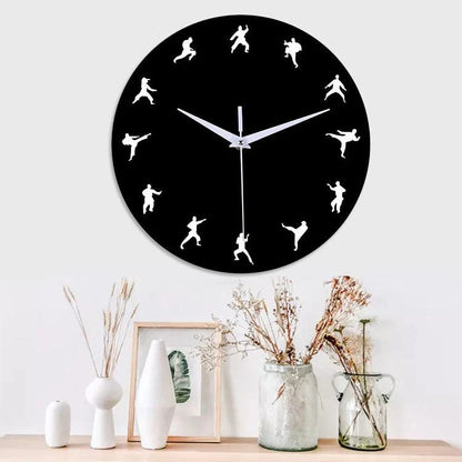 Martial Arts Themed Silent Wall Clock – Unique Design for Enthusiasts