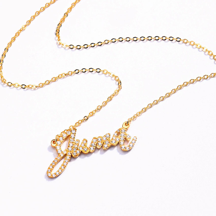 Custom Name Pendant Necklace with Zircons