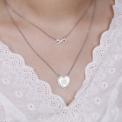 Infinity Heart Monogram Necklace Gift for Her