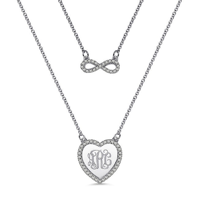 Infinity Heart Monogram Necklace Gift for Her