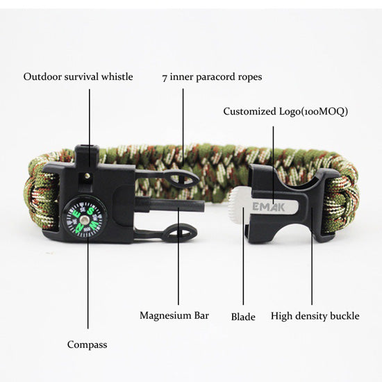 Easy Survival Paracord Bracelet Gift for Campers