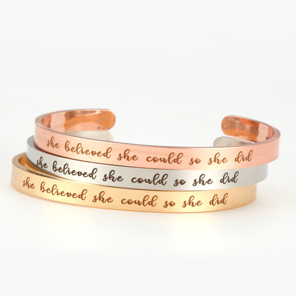 Inspirational Cuff Bracelet Graduation Gift for Her