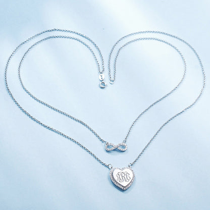 Infinity Heart Monogram Necklace Gift for Her