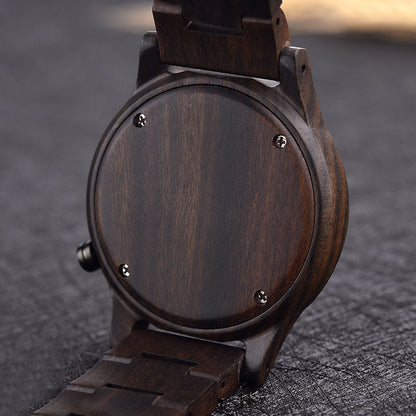 Matching Simple Wood Couple Watch Set with Custom Names