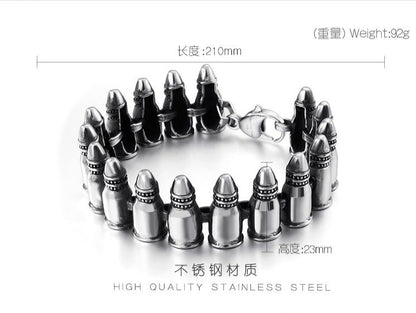 Gothic Punk Style Bullets Mens Bracelet 21cm
