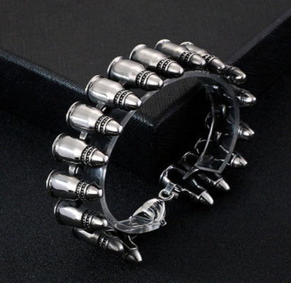 Gothic Punk Style Bullets Mens Bracelet 21cm