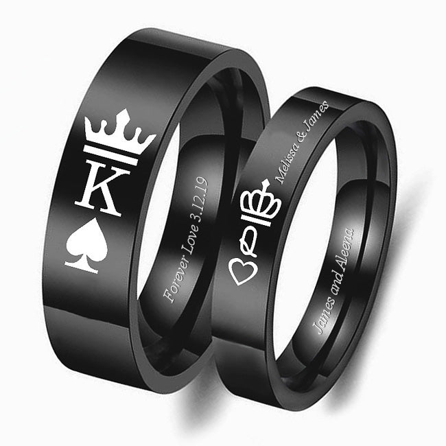 King Queen Crown Promise Rings for Him and Her