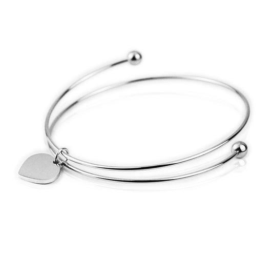 Engraved Heart Charm Bracelet Birthday Gift for Her