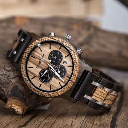 Engraved Matching Wood Couple Watch Set