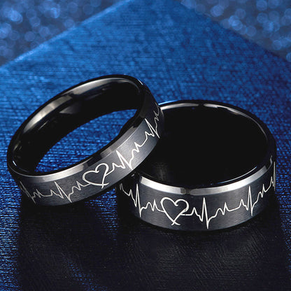 Heartbeat Matching Rings Set for Him and Her