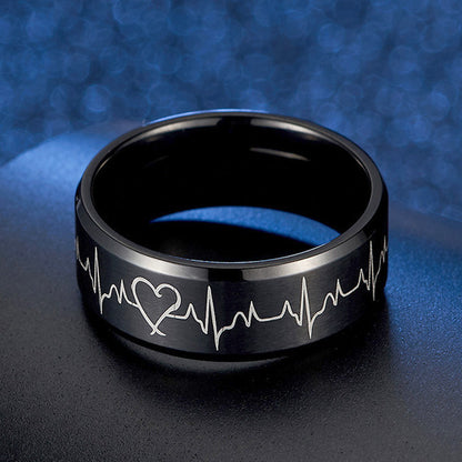 Heartbeat Matching Rings Set for Him and Her