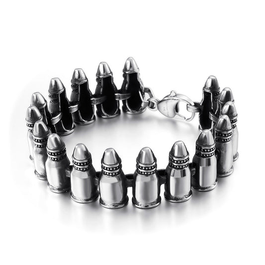 Gothic Punk Style Bullets Mens Bracelet 21cm