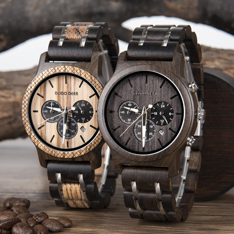 Engraved Matching Wood Couple Watch Set