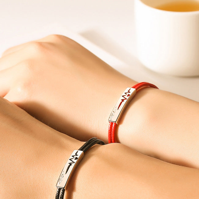 Amour Heartbeat Promise Bracelets Set for Couples