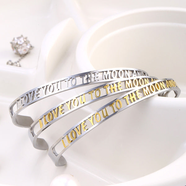 Love you to the Moon and Back Cuff Bangle for Her