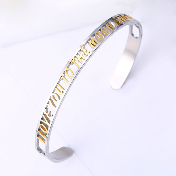 Love you to the Moon and Back Cuff Bangle for Her