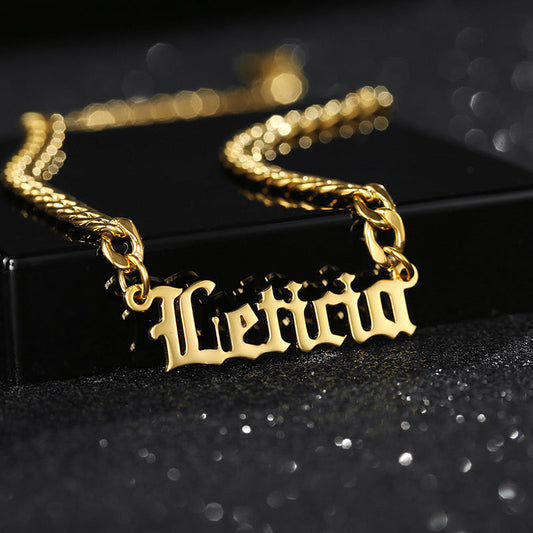 Old Script Custom Name Necklace