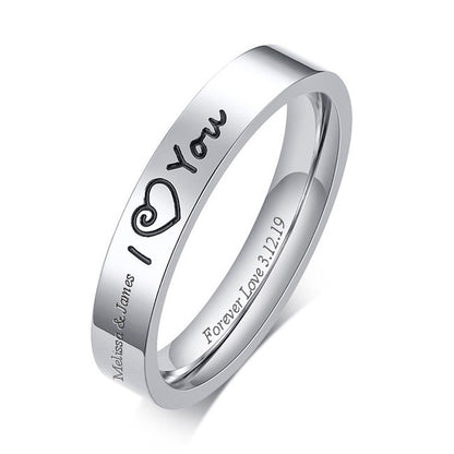 I Love You Custom Promise Ring Gift for Boyfriend 4mm